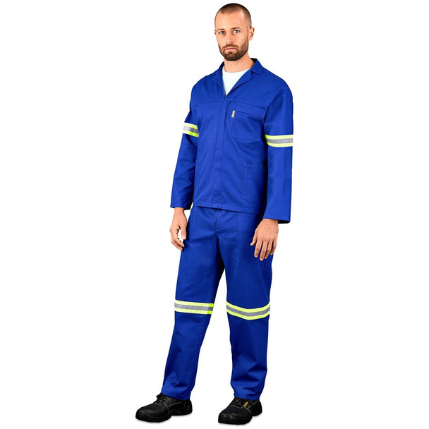 Technician 100% Cotton Conti Suit - Reflective Arms & Legs - Yellow Tape