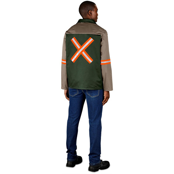 Site Premium Two-Tone Polycotton Jacket - Reflective Arms & Back - Orange Tape