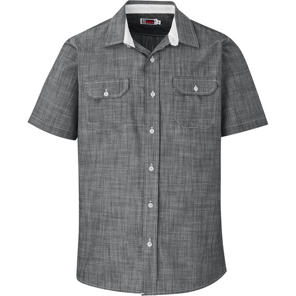 Mens Short Sleeve Windsor Shirt - Grey