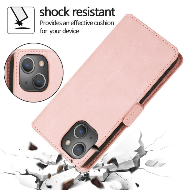 Retro Magnetic Closing Clasp Horizontal Flip Leather Case with Holder & Card Slots & Photo Frame & Wallet - iPhone 13 Pro(Rose Gold)