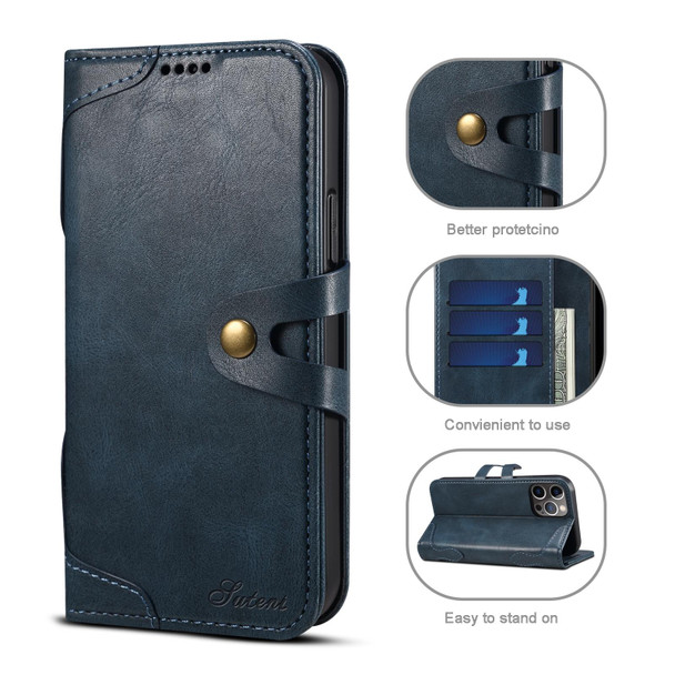 Calf Texture Buckle Horizontal Flip Leatherette Case with Holder & Card Slots & Wallet - iPhone 13 Pro Max(Blue)