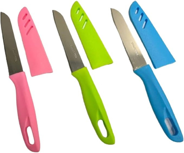 Vibrant 3-Piece Paring Knife Set with Blade Covers
