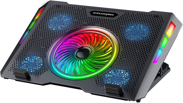 Gaming Laptop Cooling Pad 5 Fans RGB Lighting