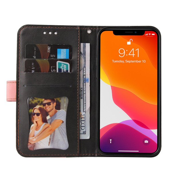 Business Stitching-Color Horizontal Flip PU Leatherette Case with Holder & Card Slots & Photo Frame - iPhone 13 Pro Max (Pink)