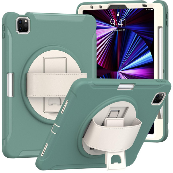 360 Rotation PC + TPU ablet Case with Holder & Strap - iPad Air 2020 / 2022 10.9 / Pro 11 2021 / 2020 / 2018(Jade Green)