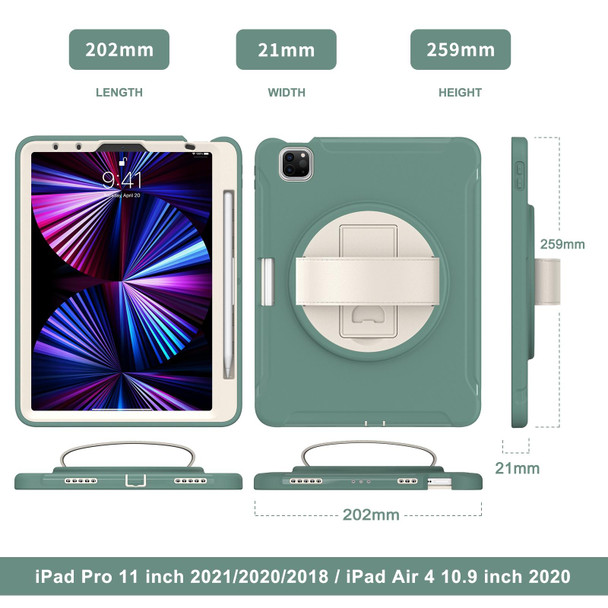 360 Rotation PC + TPU ablet Case with Holder & Strap - iPad Air 2020 / 2022 10.9 / Pro 11 2021 / 2020 / 2018(Jade Green)