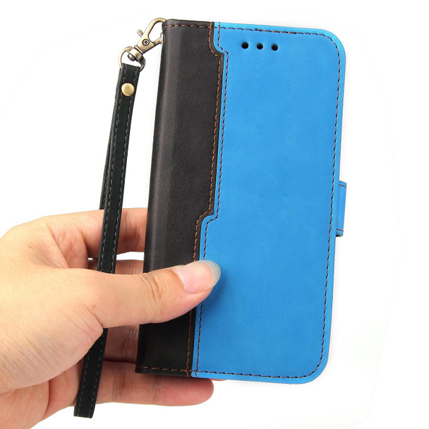 Business Stitching-Color Horizontal Flip PU Leatherette Case with Holder & Card Slots & Photo Frame - iPhone 13 Pro Max (Blue)