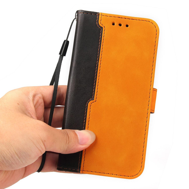 Business Stitching-Color Horizontal Flip PU Leatherette Case with Holder & Card Slots & Photo Frame - iPhone 13 Pro (Orange)