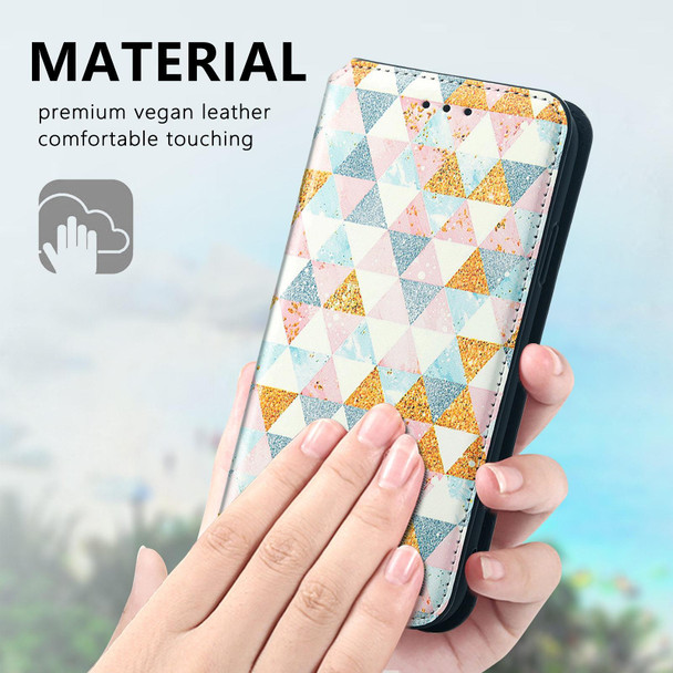 Colored Drawing Magnetic Horizontal Flip PU Leatherette Case with Holder & Card Slots & Wallet - iPhone 11 Pro Max(Nordic Rhombus)
