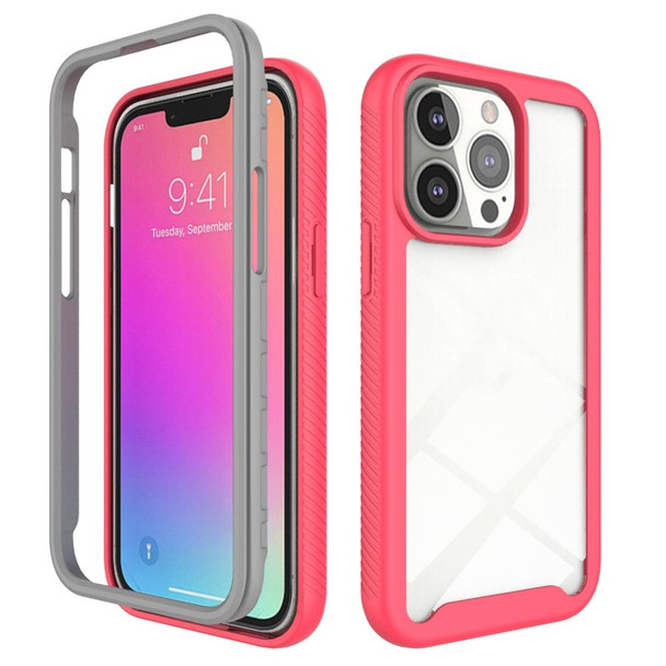 Starry Sky Solid Color Series Shockproof PC + TPU Protective Case - iPhone 13 Pro(Light Red)