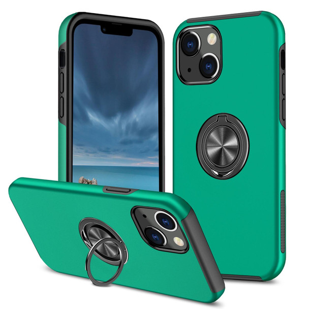 PC + TPU Shockproof Magnetic Protective Case with Invisible Ring Holder - iPhone 13 Pro Max(Dark Green)