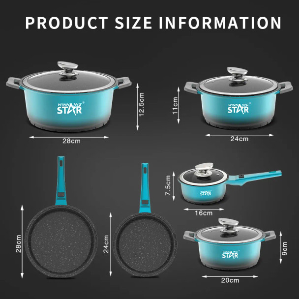 6-Piece Die-Cast Aluminum Alloy Non-Stick Pan Cookware Set