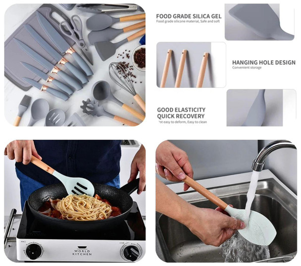 19 Piece Silicone Cooking Utensil Set
