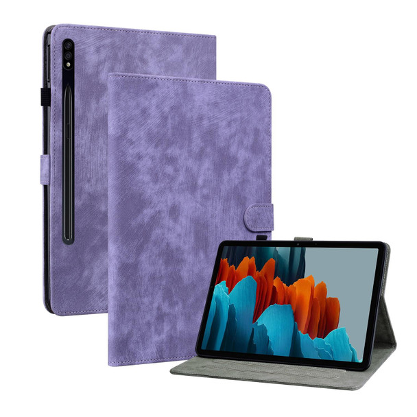 Samsung Galaxy Tab S7/Tab S8 Tiger Pattern PU Tablet Case(Purple) - Open Box (Grade A)