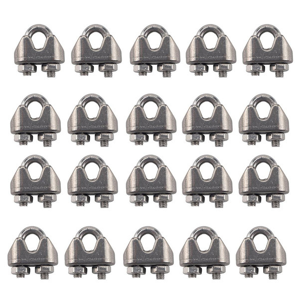 20 PCS M2 Stainless Steel 304 Wire Rope Cable Clip Clamp - Open Box (Grade B)