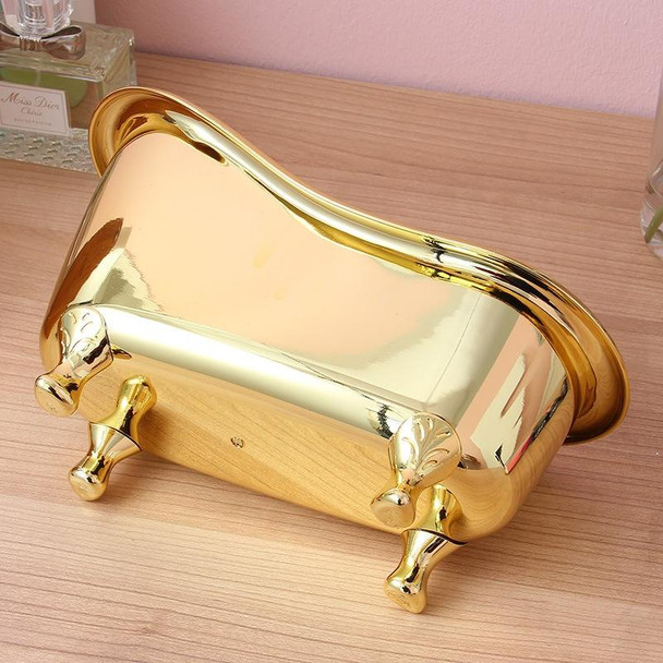 2 PCS Electroplating Golden Bathtub Shape Storage Box Desktop Skin Care Product Storage Box - Open Box (Grade A)