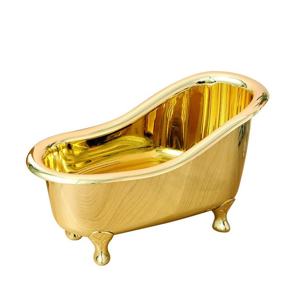 2 PCS Electroplating Golden Bathtub Shape Storage Box Desktop Skin Care Product Storage Box - Open Box (Grade A)
