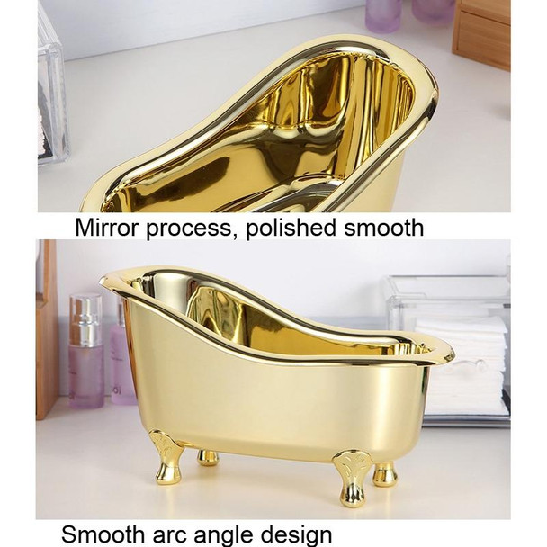 2 PCS Electroplating Golden Bathtub Shape Storage Box Desktop Skin Care Product Storage Box - Open Box (Grade A)