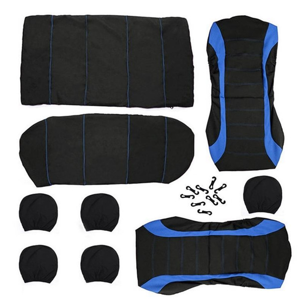 9 PCS Four Seasons Universal Seat Cover Cushion Car Fur Seat Covers Set Universal Cushion(Blue) - Open Box (Grade B)