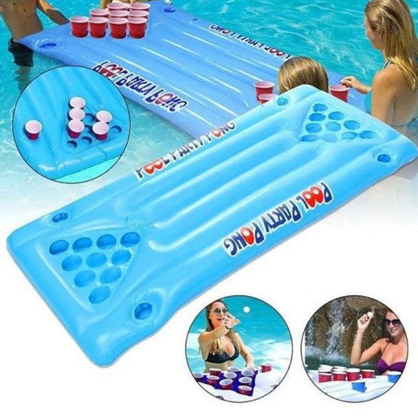 Water Inflatable Drink Cup Hole Floating Row Table Tennis Floating Table(145x60cm) - Open Box (Grade A)
