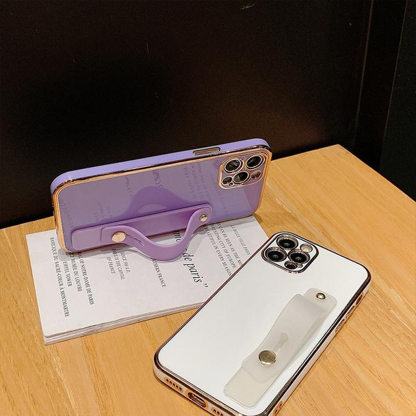 6D Pure Color Plating Protective Case with Wristband & Holder - iPhone 11(Purple)