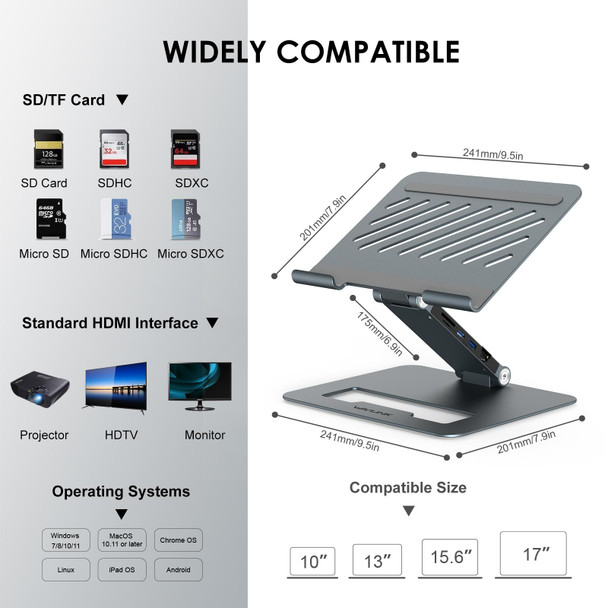 Wavlink UMD07 Adjustable Aluminum Ergonomic Portable Laptop Stand Type-C Docking Station - Open Box (Grade A)