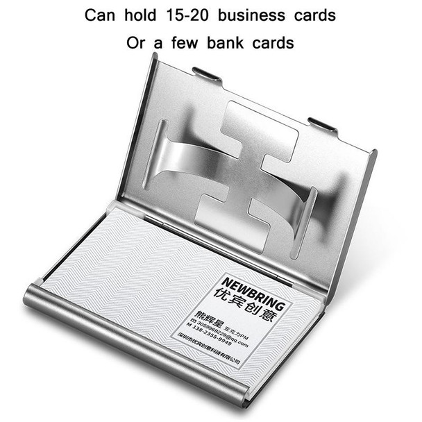 NEWBRING Large Capacity Hand Push Metal Business Card Holder(Grey) - Open Box (Grade A)