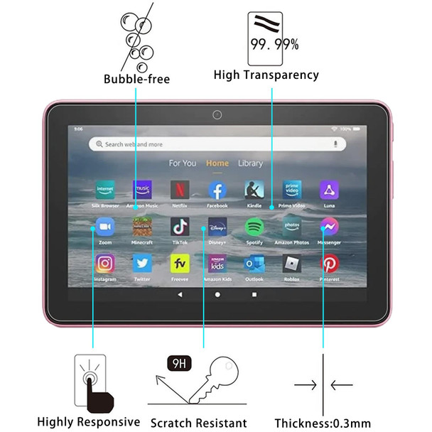 2 PCS 9H 2.5D Explosion-proof Tempered Tablet Glass Film - Amazon Kindle Fire 7 2022 - Open Box (Grade A)