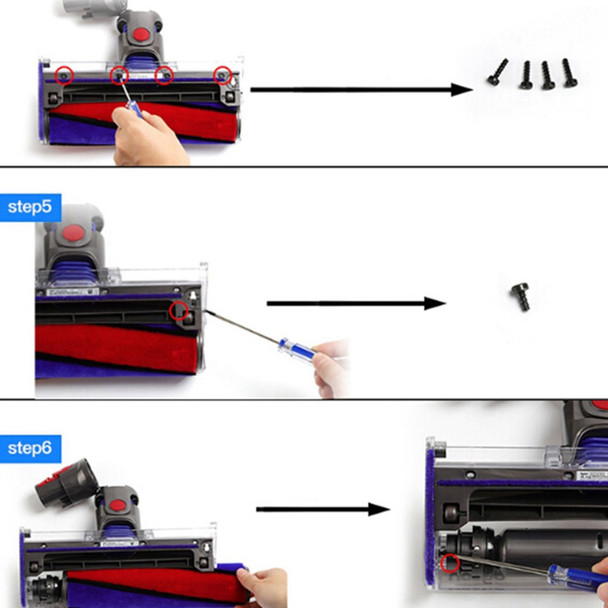 5Pcs / Set Replacement Filters Parts for Dyson Vacuum Cleaner, Soft Plush Strips + Blue Hose + T8 Screwdriver - Open Box (GRADE A)