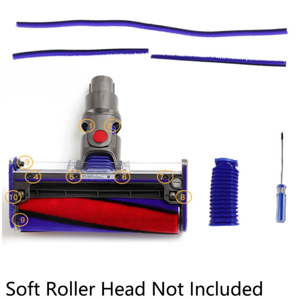 5Pcs / Set Replacement Filters Parts for Dyson Vacuum Cleaner, Soft Plush Strips + Blue Hose + T8 Screwdriver - Open Box (GRADE A)
