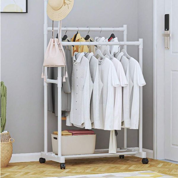 Elegant Double Pole Rack with Storage