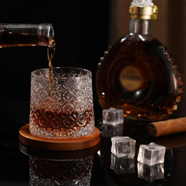 Crystal Whiskey Glass with Wooden Saucer