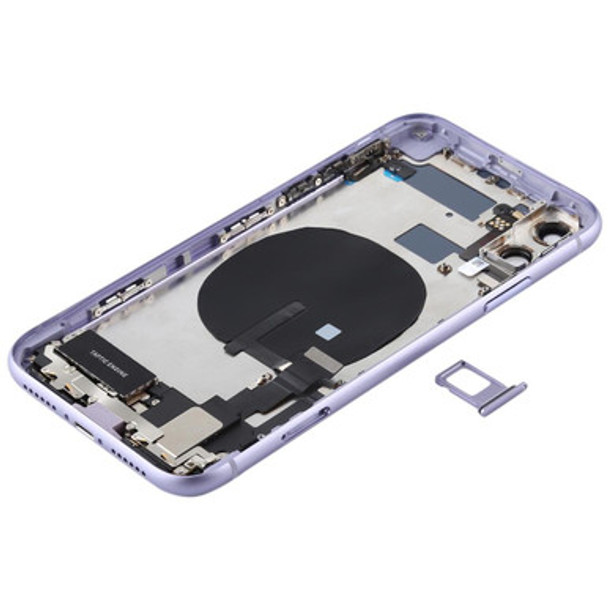 Battery Back Cover Assembly (with Side Keys & Power Button + Volume Button Flex Cable & Wireless Charging Module & Motor & Charging Port & Loud Speaker & Card Tray & Camera Lens Cover) for iPhone 11(Purple) - Open Box (Grade A)