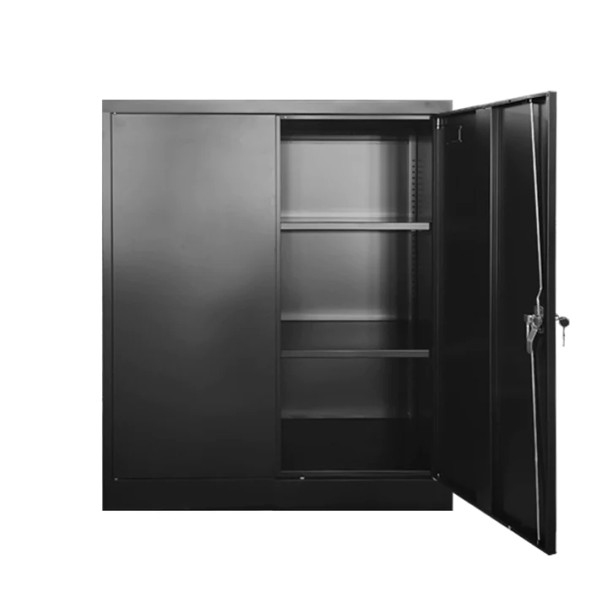 Metal 2 door cupboard -1m - Black - Fine Living
