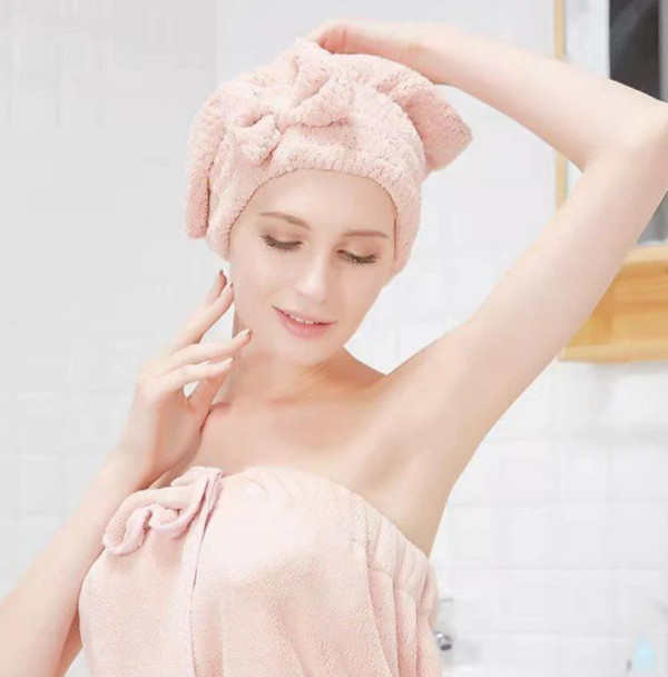 Microfiber Hair Drying Towel Head Wrap Plain Design-White