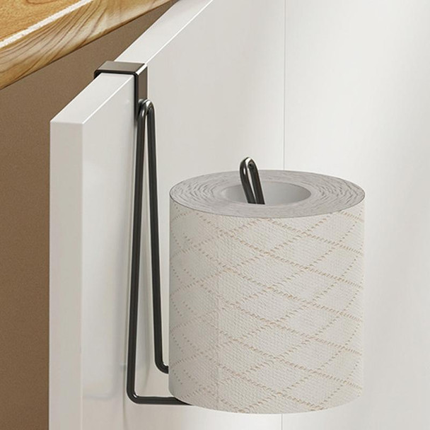 Bathroom Paper Towel Rack Wall Mounted Shelf Bathroom No-Punch Tissue Hook(Black)