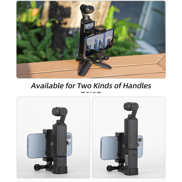 For DJI OSMO Pocket 3 Sunnylife Front Phone Holder Mount Handheld Tripod Expansion Brackets (Black)