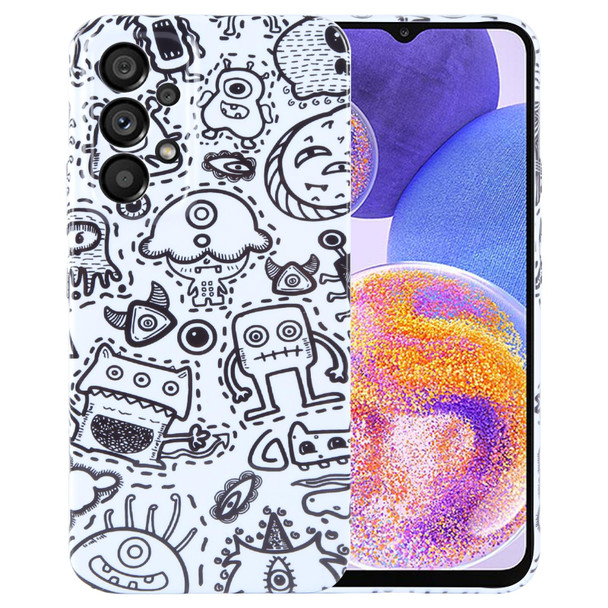 For Samsung Galaxy A23 Painted Pattern Precise Hole PC Phone Case(Block Monster)