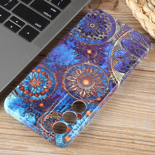 For Samsung Galaxy S22 Ultra 5G Painted Pattern Precise Hole PC Phone Case(Abstract Flower)