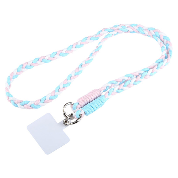 Universal Phone Three Strand Long Lanyard(White Blue Pink)