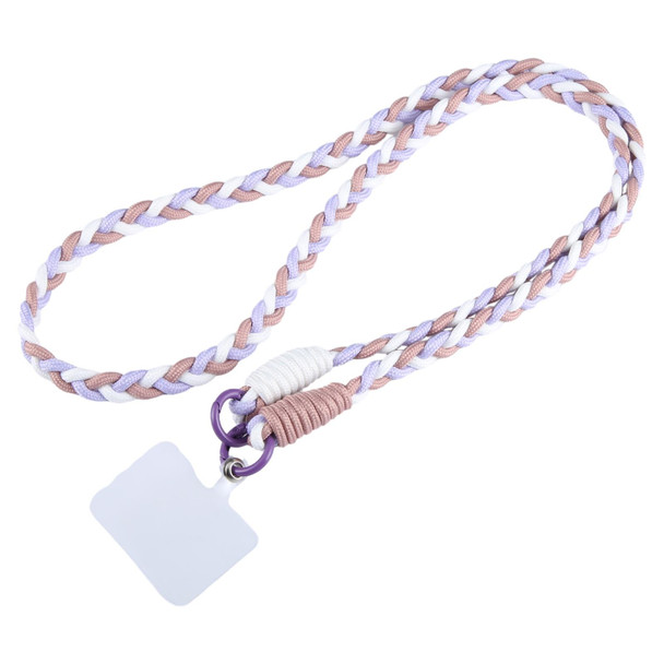 Universal Phone Three Strand Long Lanyard(White Brown Purple)