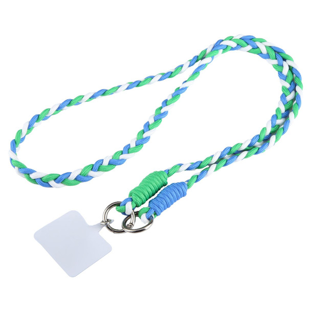 Universal Phone Three Strand Long Lanyard(Green Blue White)