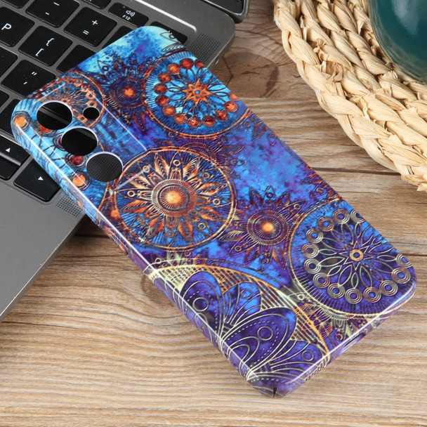 For Samsung Galaxy S22+ 5G Painted Pattern Precise Hole PC Phone Case(Abstract Flower)