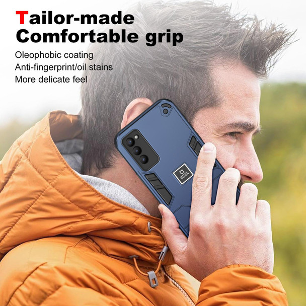 For Tecno Camon 18P 2 in 1 Shockproof Phone Case(Blue)