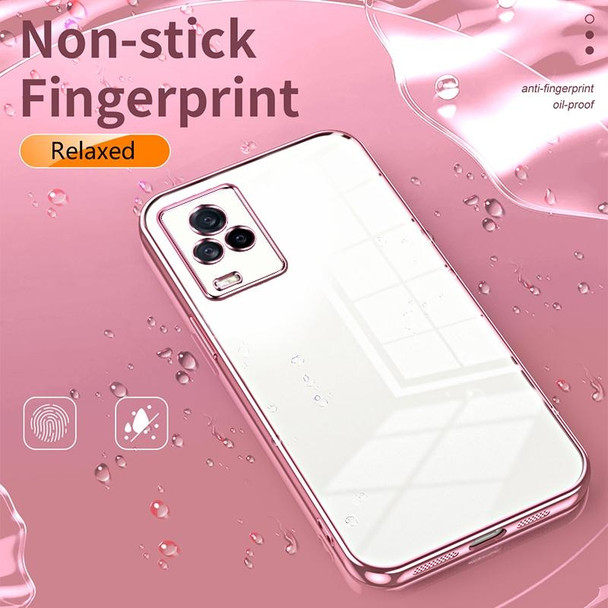 For vivo iQOO 7 Transparent Plating Fine Hole Phone Case(Pink)