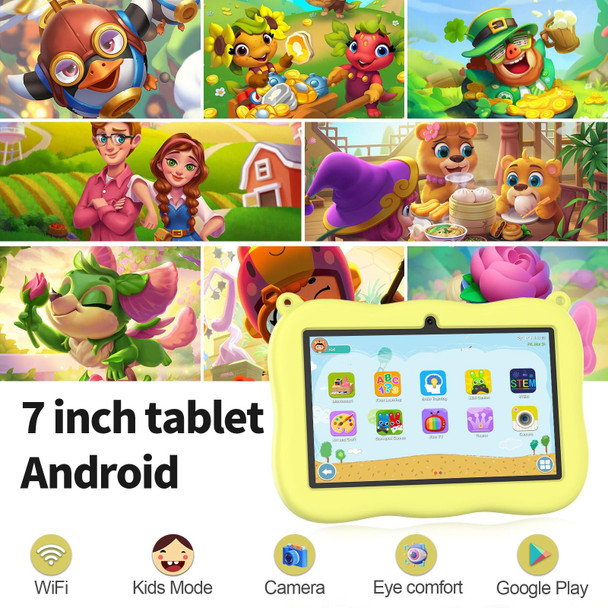 K7 Pro Panda 7 inch WiFi Kids Tablet PC,  2GB+32GB, Android 13 Allwinner A100 Quad Core CPU Support Google Play(Yellow)