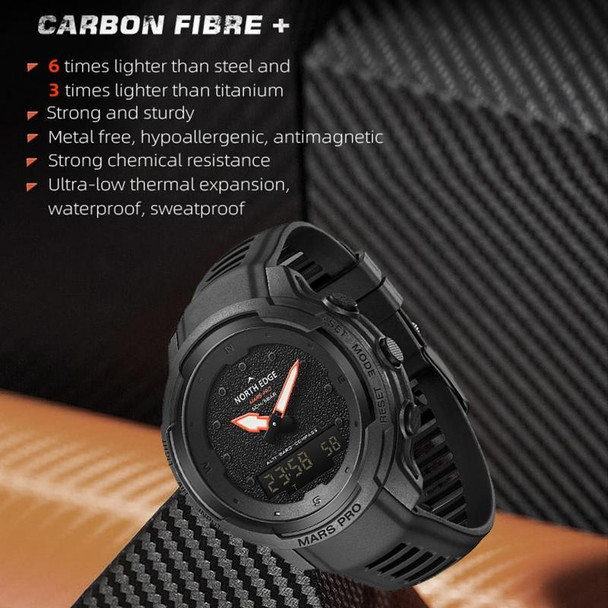 NORTH EDGE MarsPro Carbon Fiber Outdoor Sports Multifunctional Electronic Watch(Black)