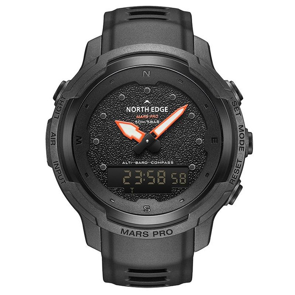 NORTH EDGE MarsPro Carbon Fiber Outdoor Sports Multifunctional Electronic Watch(Black)
