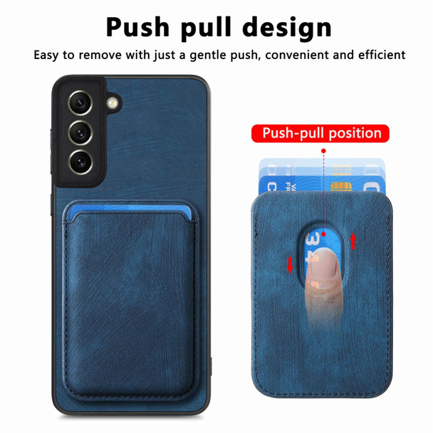 For Samsung Galaxy S21 FE 5G Retro Leather Card Bag Magnetic Phone Case(Blue)