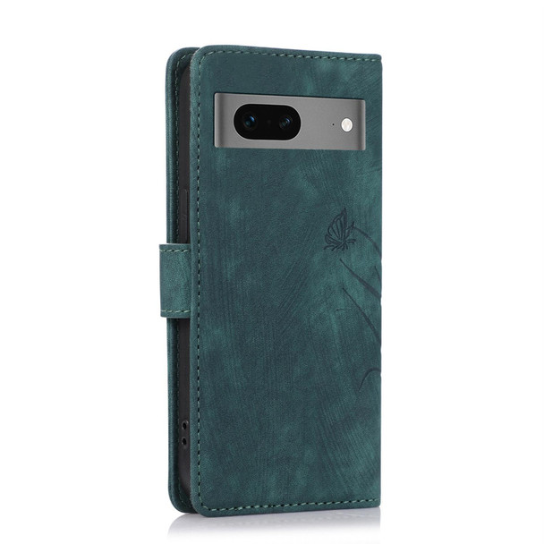 For Google Pixel 8a Orchid Butterfly Embossed Leather Phone Case(Green)